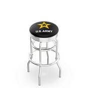 L7C3C - Chrome Double Ring U.S. Army Swivel Bar Stool with 2.5 Ribbed Accent Ring by Holland Bar Stool Company