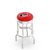 L7C3C - Chrome Double Ring Carolina Hurricanes Swivel Bar Stool with 2.5 Ribbed Accent Ring by Holland Bar Stool Company