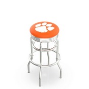 L7C3C - Chrome Double Ring Clemson Swivel Bar Stool with 2.5