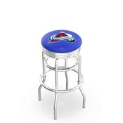 L7C3C - Chrome Double Ring Colorado Avalanche Swivel Bar Stool with 2.5 Ribbed Accent Ring by Holland Bar Stool Company