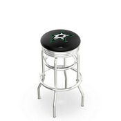L7C3C - Chrome Double Ring Dallas Stars Swivel Bar Stool with 2.5 Ribbed Accent Ring by Holland Bar Stool Company