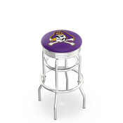 L7C3C - Chrome Double Ring East Carolina Swivel Bar Stool with 2.5 Ribbed Accent Ring by Holland Bar Stool Company