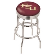 L7C3C - Chrome Double Ring Florida State (Script) Swivel Bar Stool with 2.5 Ribbed Accent Ring by Holland Bar Stool Company