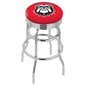 L7C3C - Chrome Double Ring Georgia Bulldog Swivel Bar Stool with 2.5 Ribbed Accent Ring by Holland Bar Stool Company