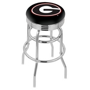L7C3C - Chrome Double Ring Georgia G Swivel Bar Stool with 2.5 Ribbed Accent Ring by Holland Bar Stool Company