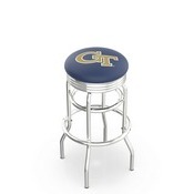 L7C3C - Chrome Double Ring Georgia Tech Swivel Bar Stool with 2.5 Ribbed Accent Ring by Holland Bar Stool Company