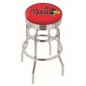 L7C3C - Chrome Double Ring Illinois State Swivel Bar Stool with 2.5 Ribbed Accent Ring by Holland Bar Stool Company