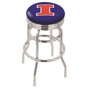 L7C3C - Chrome Double Ring Illinois Swivel Bar Stool with 2.5 Ribbed Accent Ring by Holland Bar Stool Company