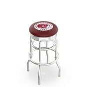 L7C3C - Chrome Double Ring Indian Motorcycle Swivel Bar Stool with 2.5 Ribbed Accent Ring by Holland Bar Stool Company
