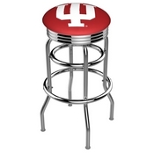 L7C3C - Chrome Double Ring Indiana Swivel Bar Stool with 2.5 Ribbed Accent Ring by Holland Bar Stool Company
