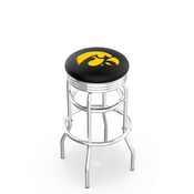 L7C3C - Chrome Double Ring Iowa Swivel Bar Stool with 2.5 Ribbed Accent Ring by Holland Bar Stool Company