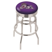 L7C3C - Chrome Double Ring James Madison Swivel Bar Stool with 2.5 Ribbed Accent Ring by Holland Bar Stool Company