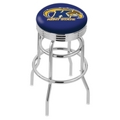 L7C3C - Chrome Double Ring Kent State Swivel Bar Stool with 2.5 Ribbed Accent Ring by Holland Bar Stool Company