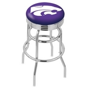 L7C3C - Chrome Double Ring Kansas State Swivel Bar Stool with 2.5 Ribbed Accent Ring by Holland Bar Stool Company