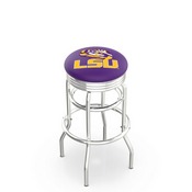 L7C3C - Chrome Double Ring Louisiana State Swivel Bar Stool with 2.5 Ribbed Accent Ring by Holland Bar Stool Company