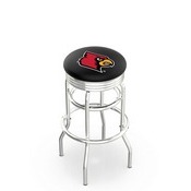 L7C3C - Chrome Double Ring Louisville Swivel Bar Stool with 2.5 Ribbed Accent Ring by Holland Bar Stool Company