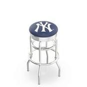 L7C3C New York Yankees Doubleing Swivel Stool with Chrome Finish by HBS, AGS-L7C3C25MLBNYY