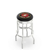 L7C3C - Chrome Double Ring U.S. Marines Swivel Bar Stool with 2.5 Ribbed Accent Ring by Holland Bar Stool Company
