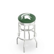 L7C3C - Chrome Double Ring Michigan State Swivel Bar Stool with 2.5 Ribbed Accent Ring by Holland Bar Stool Company