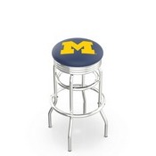 L7C3C - Chrome Double Ring Michigan Swivel Bar Stool with 2.5 Ribbed Accent Ring by Holland Bar Stool Company