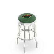 L7C3C - Chrome Double Ring Minnesota Wild Swivel Bar Stool with 2.5 Ribbed Accent Ring by Holland Bar Stool Company
