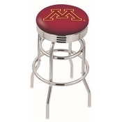 L7C3C - Chrome Double Ring Minnesota Swivel Bar Stool with 2.5 Ribbed Accent Ring by Holland Bar Stool Company