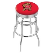 L7C3C - Chrome Double Ring Maryland Swivel Bar Stool with 2.5 Ribbed Accent Ring by Holland Bar Stool Company