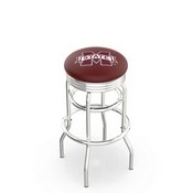 L7C3C - Chrome Double Ring Mississippi State Swivel Bar Stool with 2.5 Ribbed Accent Ring by Holland Bar Stool Company