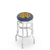 L7C3C - Chrome Double Ring Notre Dame (ND) Swivel Bar Stool with 2.5 Ribbed Accent Ring by Holland Bar Stool Company