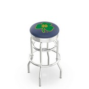 L7C3C - Chrome Double Ring Notre Dame (Shamrock) Swivel Bar Stool with 2.5 Ribbed Accent Ring by Holland Bar Stool Company
