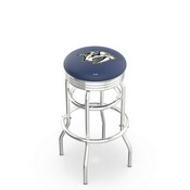 L7C3C - Chrome Double Ring Nashville Predators Swivel Bar Stool with 2.5 Ribbed Accent Ring by Holland Bar Stool Company