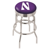 L7C3C - Chrome Double Ring Northwestern Swivel Bar Stool with 2.5 Ribbed Accent Ring by Holland Bar Stool Company