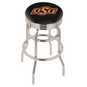 L7C3C - Chrome Double Ring Oklahoma State Swivel Bar Stool with 2.5 Ribbed Accent Ring by Holland Bar Stool Company