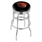 L7C3C - Chrome Double Ring Oregon State Swivel Bar Stool with 2.5 Ribbed Accent Ring by Holland Bar Stool Company
