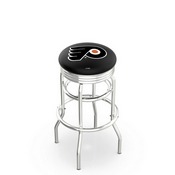 L7C3C - Chrome Double Ring Philadelphia Flyers Swivel Bar Stool with 2.5 Ribbed Accent Ring by Holland Bar Stool Company