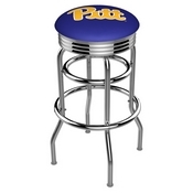 L7C3C - Chrome Double Ring Pitt Swivel Bar Stool with 2.5 Ribbed Accent Ring by Holland Bar Stool Company