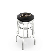 L7C3C - Chrome Double Ring Purdue Swivel Bar Stool with 2.5 Ribbed Accent Ring by Holland Bar Stool Company