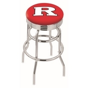 L7C3C - Chrome Double Ring Rutgers Swivel Bar Stool with 2.5 Ribbed Accent Ring by Holland Bar Stool Company
