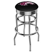 L7C3C - Chrome Double Ring Southern Illinois Swivel Bar Stool with 2.5 Ribbed Accent Ring by Holland Bar Stool Company