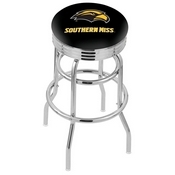 L7C3C - Chrome Double Ring Southern Miss Swivel Bar Stool with 2.5 Ribbed Accent Ring by Holland Bar Stool Company
