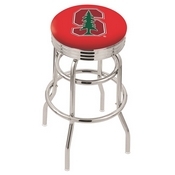 L7C3C - Chrome Double Ring Stanford Swivel Bar Stool with 2.5 Ribbed Accent Ring by Holland Bar Stool Company