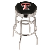 L7C3C - Chrome Double Ring Texas Tech Swivel Bar Stool with 2.5 Ribbed Accent Ring by Holland Bar Stool Company