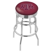 L7C3C - Chrome Double Ring Texas A&M Swivel Bar Stool with 2.5 Ribbed Accent Ring by Holland Bar Stool Company