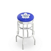 L7C3C - Chrome Double Ring Toronto Maple Leafs Swivel Bar Stool with 2.5 Ribbed Accent Ring by Holland Bar Stool Company