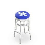 L7C3C - Chrome Double Ring Kentucky UK Swivel Bar Stool with 2.5 Ribbed Accent Ring by Holland Bar Stool Company