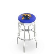 L7C3C - Chrome Double Ring Kentucky Wildcat Swivel Bar Stool with 2.5 Ribbed Accent Ring by Holland Bar Stool Company