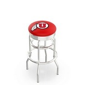 L7C3C - Chrome Double Ring Utah Swivel Bar Stool with 2.5 Ribbed Accent Ring by Holland Bar Stool Company