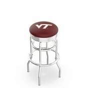 L7C3C - Chrome Double Ring Virginia Tech Swivel Bar Stool with 2.5 Ribbed Accent Ring by Holland Bar Stool Company