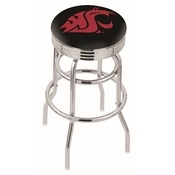 L7C3C - Chrome Double Ring Washington State Swivel Bar Stool with 2.5 Ribbed Accent Ring by Holland Bar Stool Company