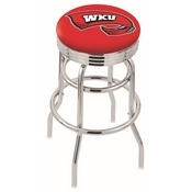 L7C3C - Chrome Double Ring Western Kentucky Swivel Bar Stool with 2.5 Ribbed Accent Ring by Holland Bar Stool Company